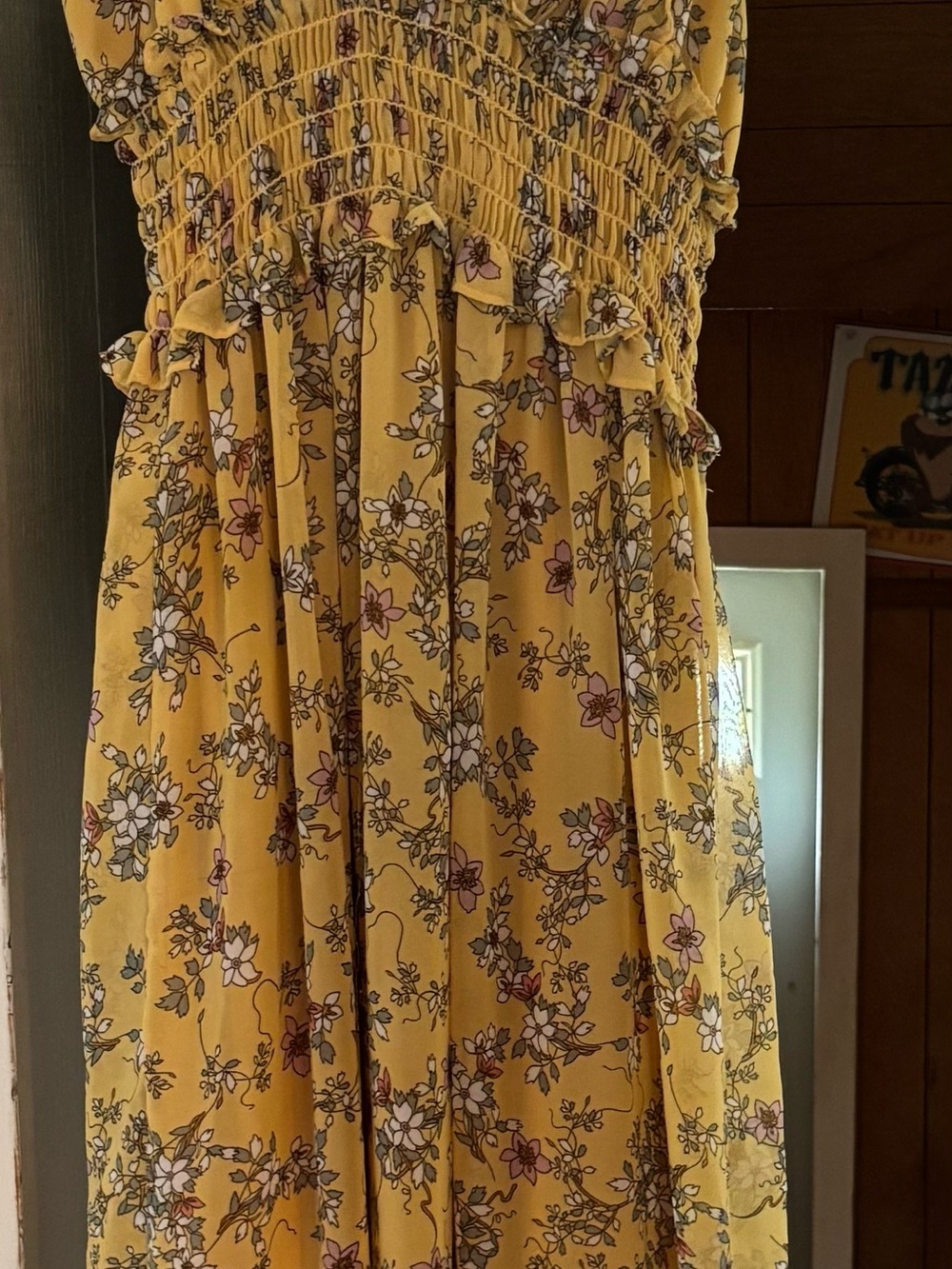 Max Studio Yellow Floral Smocked Sundress